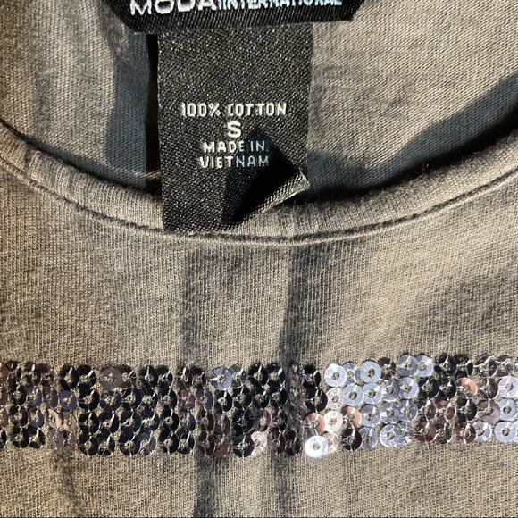 Gray sequin tank top by Moda International size S - Picture 2 of 3
